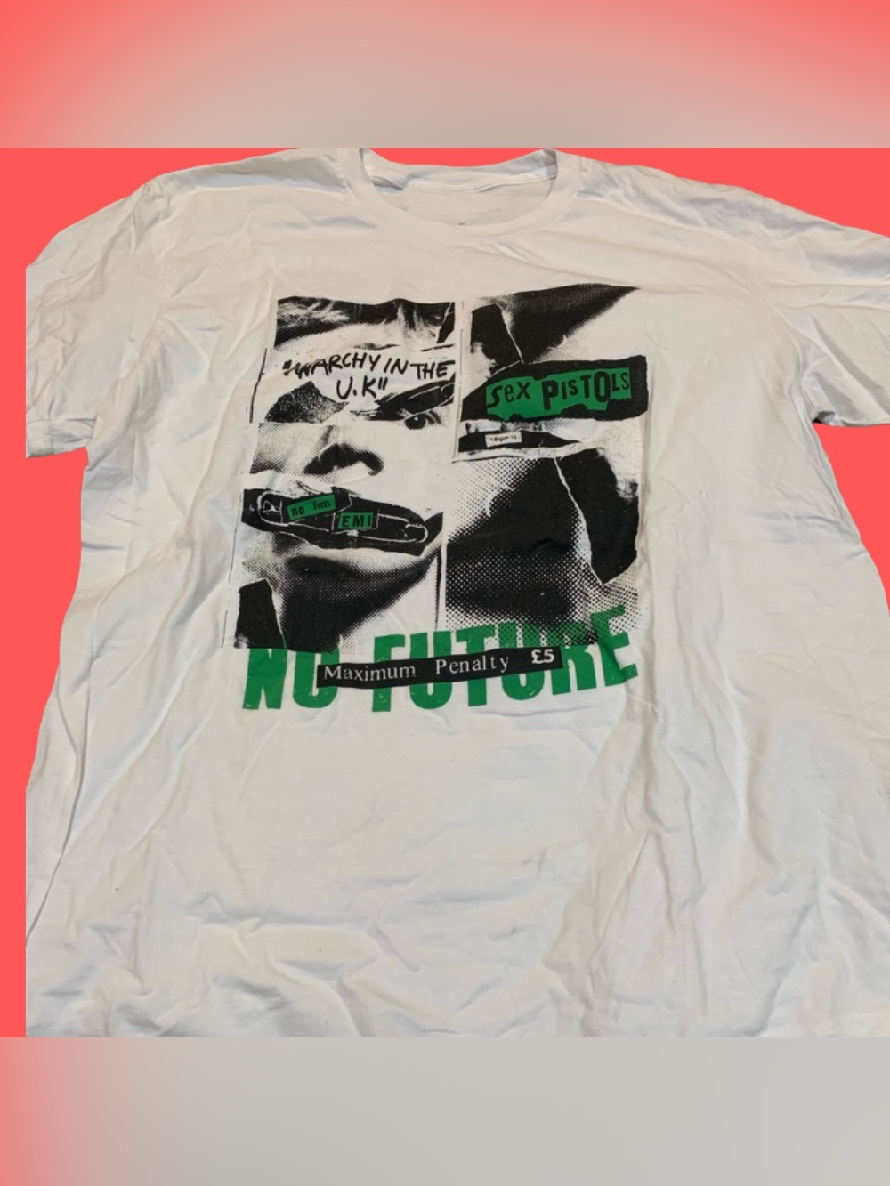 White Graphic T-Shirt - No Future Print